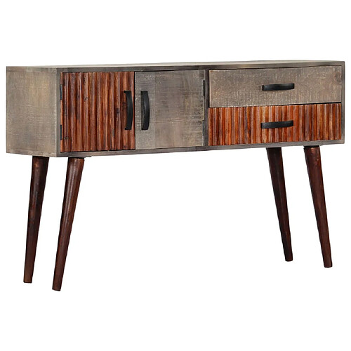 vidaXL Table console Gris 120x35x75 cm Bois de manguier massif brut