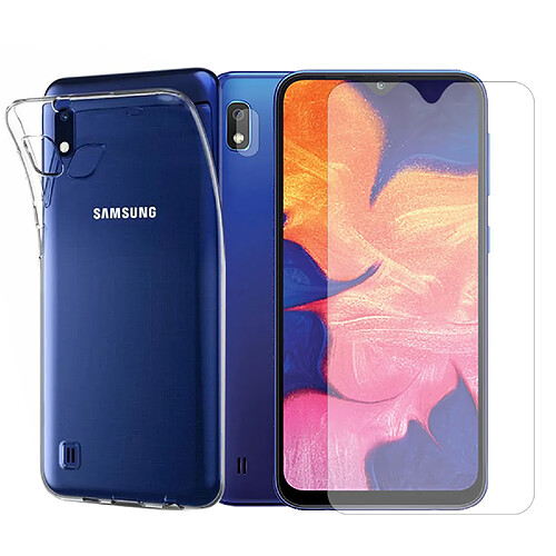 Protection intégrale Verre Trempé pour Samsung Galaxy A10+Verre Trempé Caméra Arrière+Coque souple silicone transparente -Visiodirect-