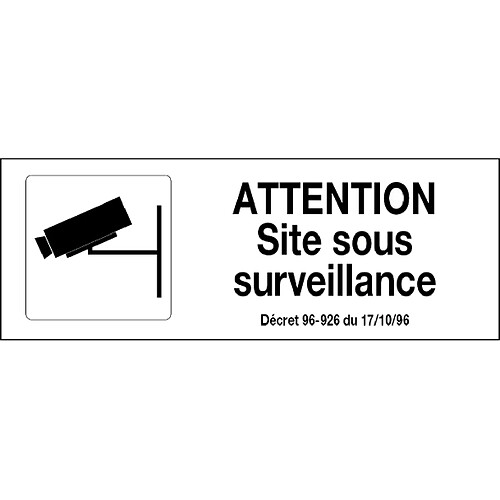 Plaque Attention site sous surveillance NOVAP - 330 x 120 mm - avec picto caméra - 4140858