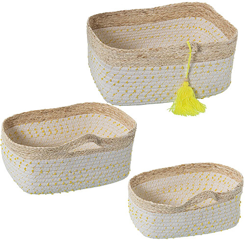 Lot de paniers Alexandra House Living 03775 Blanc osier Rotin Fibre naturelle (3 Unités)