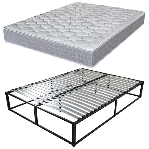 Ebac Sommier démontable surélevé KIT27 + Matelas Madere - 40 lattes bois - Gain de place