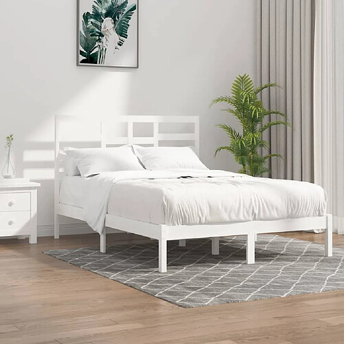 vidaXL Cadre de lit sans matelas blanc bois massif 140x190 cm