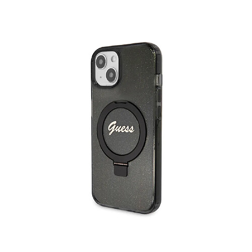 Guess Maroquinerie Guess Coque Magsafe pour Apple iPhone 15 TPU Ring Stand Noir