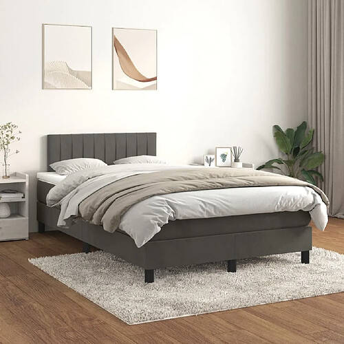 Maison Chic Lit Adulte - Lit simple Lit à sommier tapissier et matelas moelleux - Meuble de Chambre - Gris foncé 120x200cm Velours -MN47610