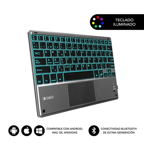 Teclado Compacto Inalámbrico por Bluetooth Subblim Touchpad Smart Blacklit/ Gris