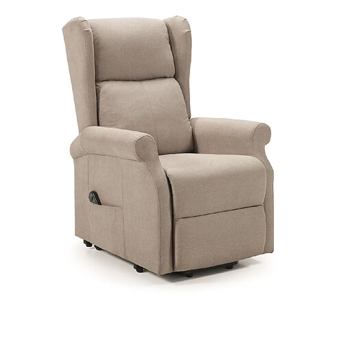 Pegane Fauteuil relax électrique releveur en tissu couleur Crème - Longueur 73 x Profondeur 90 x Hauteur 110 cm