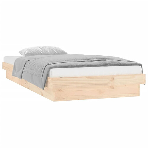 Maison Chic Cadre/structure de lit à LED pour adulte - Lit Moderne Chambre 100x200 cm bois massif -MN34044