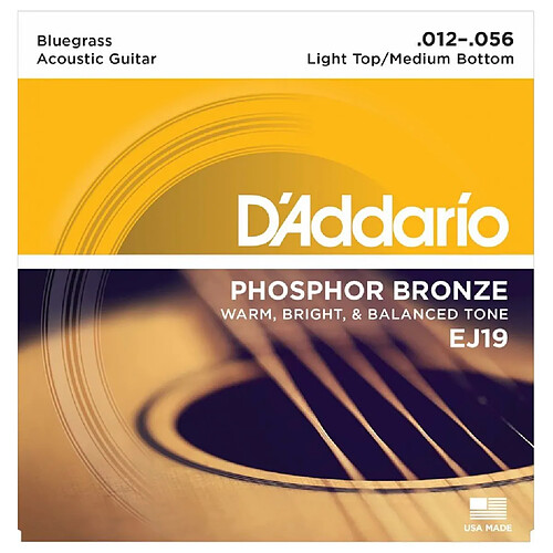 D'Addario EJ19 Bluegrass Light Top Medium.12-56 - Jeu de cordes pour guitare acoustique