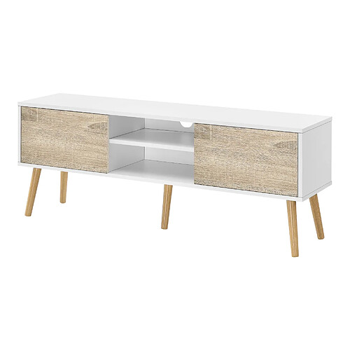 Helloshop26 Meuble TV 120 x 30 x 47 cm blanc effet chêne 03_0007754