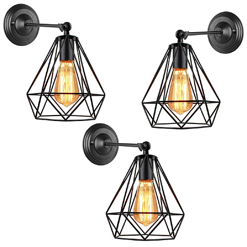 Stoex 3x Rétro Applique Murale Industriel Style Réglable Douille E27 Vintage Luminaire pour Decor de Maison, Restaurants, Café ( Ampoules LED non c