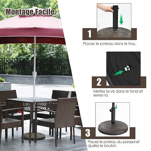 Helloshop26 Base de parasol de patio 45 cm support de parasol ronde en résine résistant aux intempéries pour poteaux de diamètre 38/ 48 mm jardin plage 20_0007864