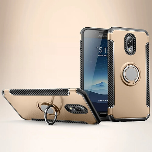 Wewoo Coque Étui de protection magnétique à 360 degrés avec anneau de rotation pour Galaxy C8 / J7 Plus or