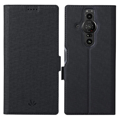 Etui en PU VILI doubles fermoirs magnétiques avec support noir pour votre Sony Xperia Pro-I