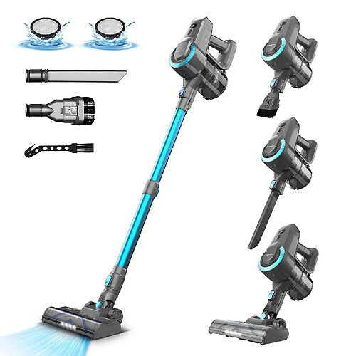 Universel Aspirateur Balai sans Fil 20KPa, Aspirateur sans fil Léger, 40Min Autonomie, 6 en 1 Aspirateur Balai pour Les Poils d'animaux,Tapis