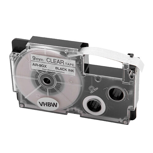 vhbw cassette cartouche 9mm noir sur transparent pour imprimante d´étiquette comme Casio XR-9GX