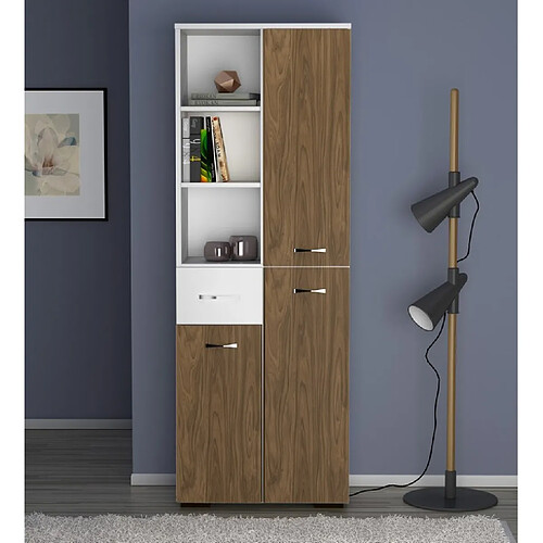 EPIKASA Armoire à Usages Multiples Afra, Noyer, Panneau d'Aggloméré Mélaminé, 60x35x173 cm