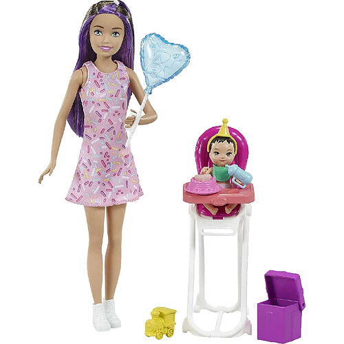 Mattel Barbie Coffret Anniversaire Skipper Babysitter Inc avec Accessoires Multicolore