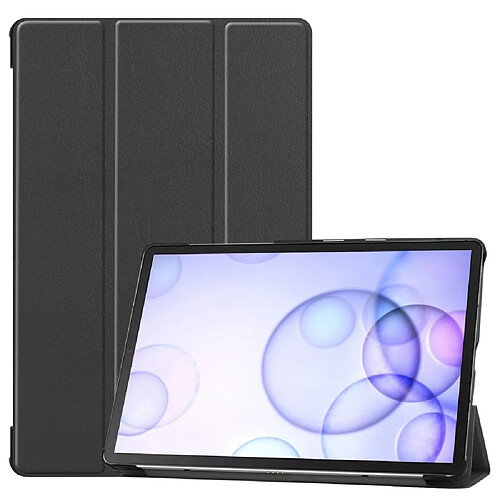 Etui en PU triple pli avec support noir pour votre Samsung Galaxy Tab S6 T860 (Wi-Fi)/T865 (LTE)