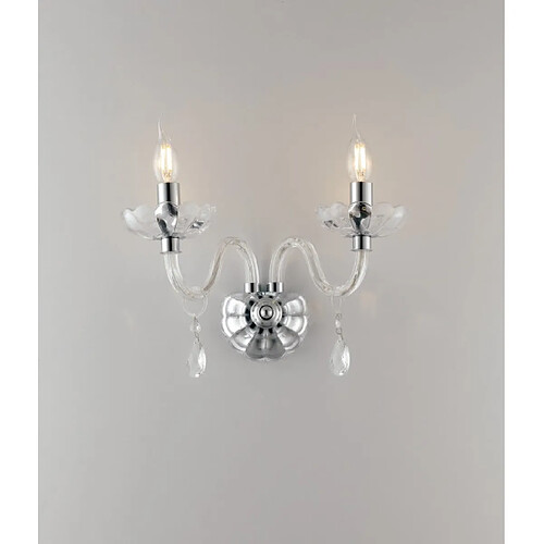 Fan Europe Applique murale Riflesso 2 ampoules Cristal Chrome