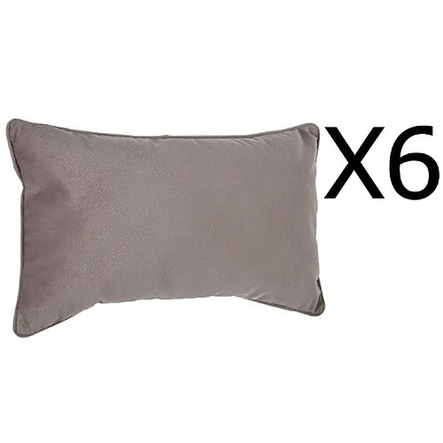 Lot de 6 coussins rectangulaires 100% polyester coloris taupe - Dim : L.50 x l.30 cm -PEGANE