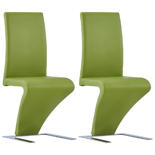 vidaXL Chaises à manger avec forme de zigzag lot de 2 vert similicuir