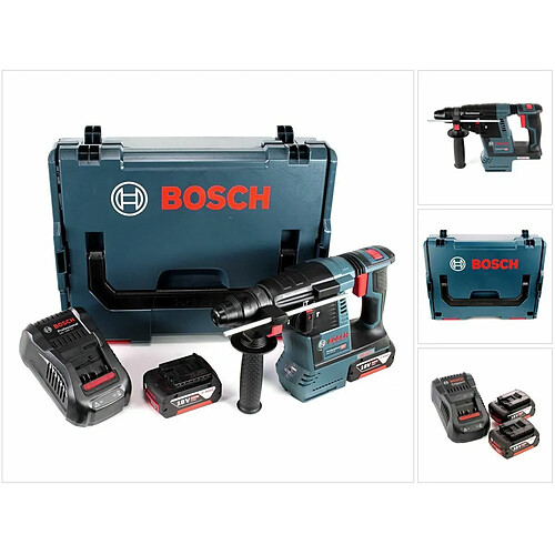 Bosch GBH 18 V-26 Perforateur sans fil Professional SDS-Plus avec Boîtier de transport L-Boxx + 2x Batteries GBA 5 Ah + Chargeur GAL 1880 CV