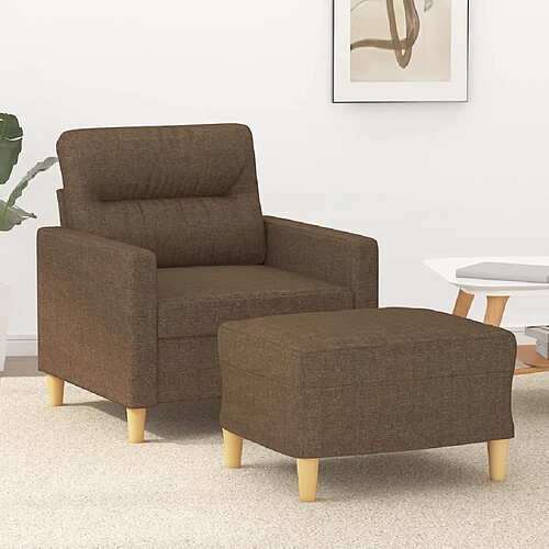 vidaXL Fauteuil avec repose-pied Marron 60 cm Tissu