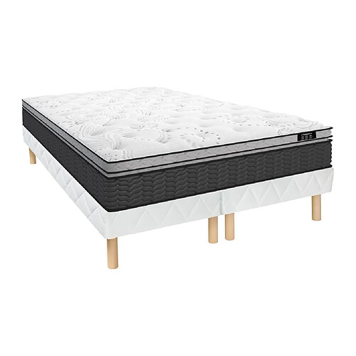 Vente-Unique Ensemble 180 x 200 cm sommier + matelas ressorts ensachés et surmatelas intégré ép.30cm - GAMIANI de YSMÉE