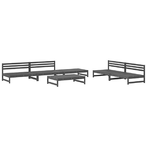 Maison Chic Salon de jardin 6 pcs - Table et chaises d'extérieur - Mobilier/Meubles de jardin Moderne Gris Bois de pin massif -MN26585