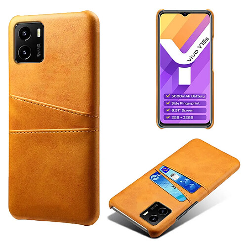 Coque en TPU + PU anti-griffes avec porte-cartes, orange pour votre Vivo Y15s