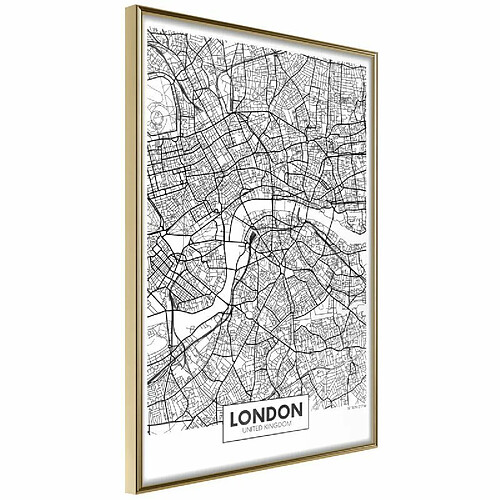 Paris Prix Affiche Murale Encadrée City Map London 20 x 30 cm Or