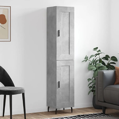 vidaXL Buffet haut Gris béton 34,5x34x180 cm Bois d'ingénierie