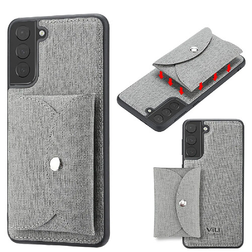 Vili Coque en TPU + PU Conception d'absorption magnétique anti-chute gris pour votre Samsung Galaxy S21 5G