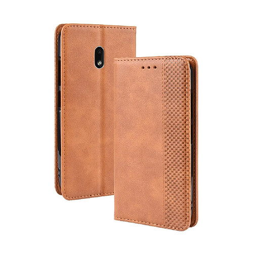 Wewoo Housse Coque Étui en cuir à boucle magnétique avec texture rétro pour Crazy Horse et rabat horizontal Nokia 2.2avec support et logements cartes et cadre photo Marron