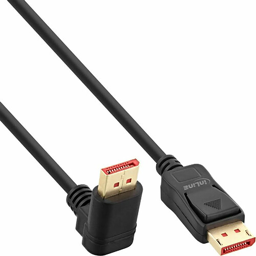 InLine Câble DisplayPort 1.4 8K4K coudé vers le haut Noir/doré 2 m