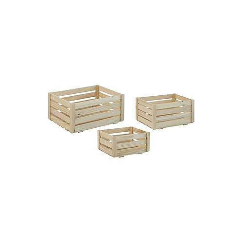 Astigarraga Caisse de rangement en pin brut (Lot de 3).