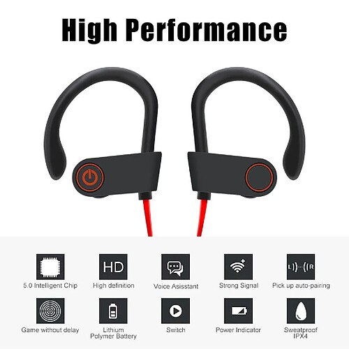 GUPBOO U8 sans fil Bluetooth casque V5.0 écouteur sport course casque anti-transpiration stéréo musique casque fone de ouvido Bluetooth