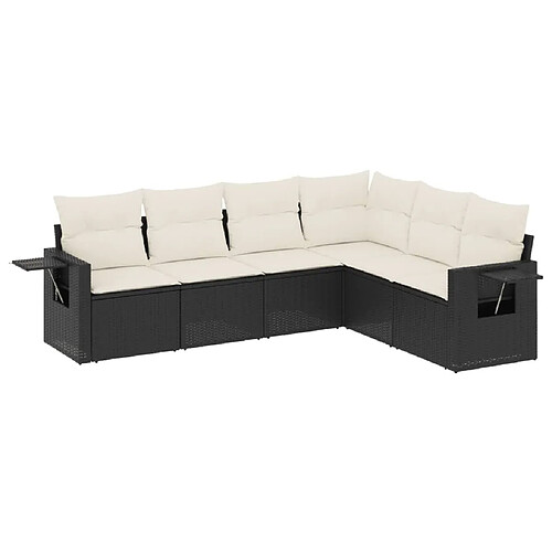 Maison Chic Ensemble Tables et chaises d'extérieur 6pcs avec coussins,Salon de jardin noir résine tressée -GKD574978