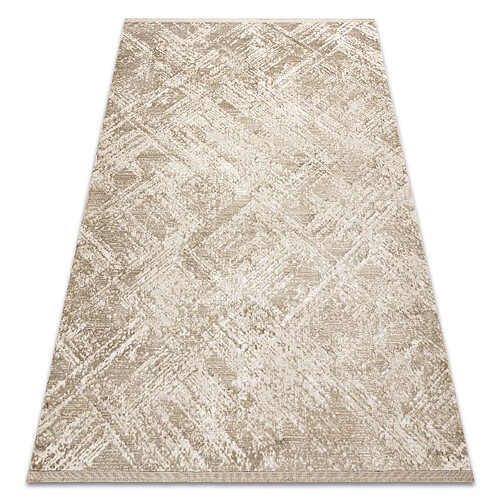 RUGSX Tapis moderne DUKE 51541 beige - Géométrique, structuré, très doux, franges 140x190 cm