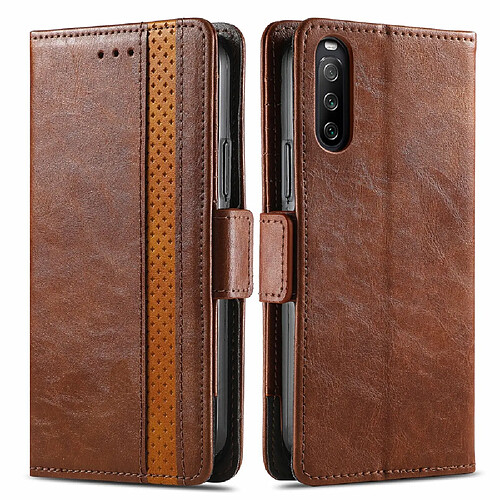 Etui en PU + TPU avec support marron foncé pour votre Sony Xperia 10 III 5G/Xperia 10 III Lite