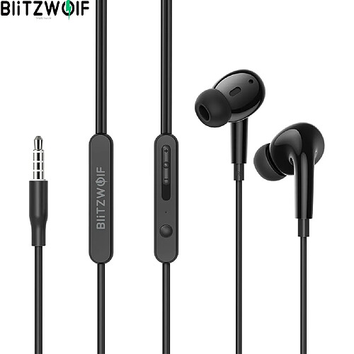 GUPBOO BW-ES7 BlitzWolf Écouteurs intra-auriculaires Écouteurs filaires 3,5 mm Écouteurs de basses puissantes Écouteurs de sport avec micro Pilote dynamique élevé