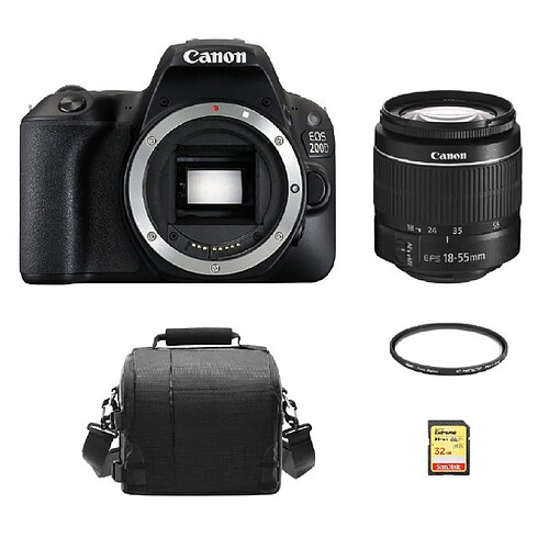 CANON EOS 200D Black KIT EF-S 18-55mm F3.5-5.6 IS III + 32GB SD card + camera Bag + HOYA 58mm PRO 1D Protector