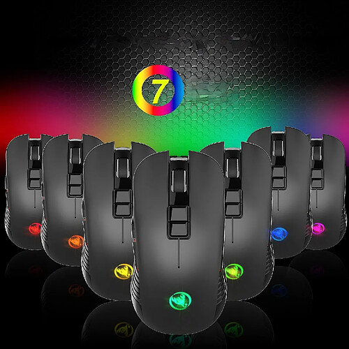 Universal Léger sans fil 7 couleurs légère rechargeable souris de jeu optique USB silencieuse souris silencieuse