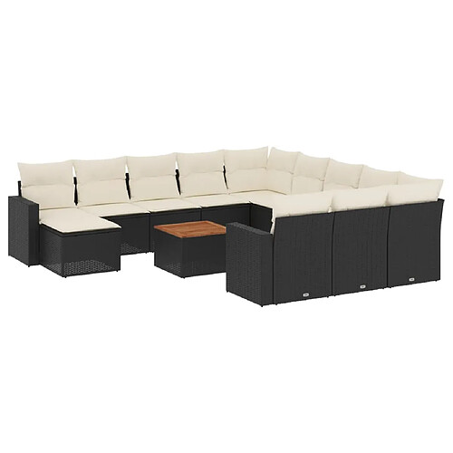 Maison Chic Salon de jardin avec coussins 13 pcs, Ensemble Tables et chaises de jardin, noir résine tressée -GKD965262