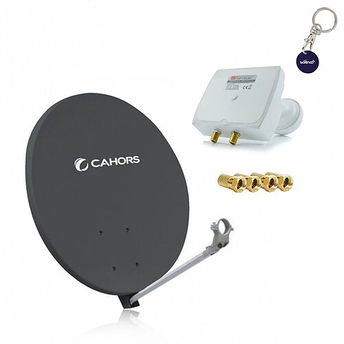 CAHORS Parabole satellite fibre composite gris anthracite SMC 80cm + LNB monobloc twin Opticum 0,1dB