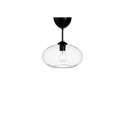 BELID Plafonnier Globe Semi-Encastré Noir Plat, Verre Clair 1x E27