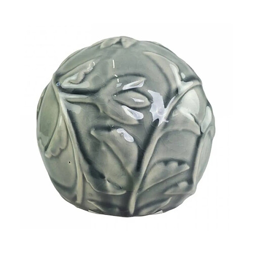 L'Héritier Du Temps Magnifique Boule Décorative Sphère Objet Déco à Poser en Céramique Vert Olive à Relief Ø12cm