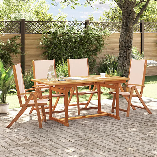 vidaXL Ensemble à manger de jardin 5pcs bois d'acacia solide textilène