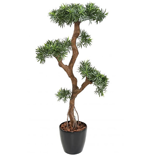 Pegane Plante artificielle haute gamme Spécial extérieur / Podocarpus artificiel - Dim : 135 x 80 cm