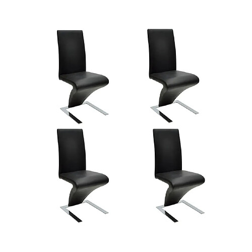 vidaXL Chaises à manger lot de 4 noir similicuir